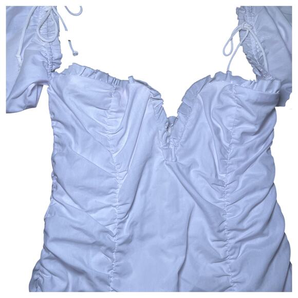 For Love & Lemons Jackson Shirred Off Shoulder Mini Dress White Size Small - Picture 5 of 6